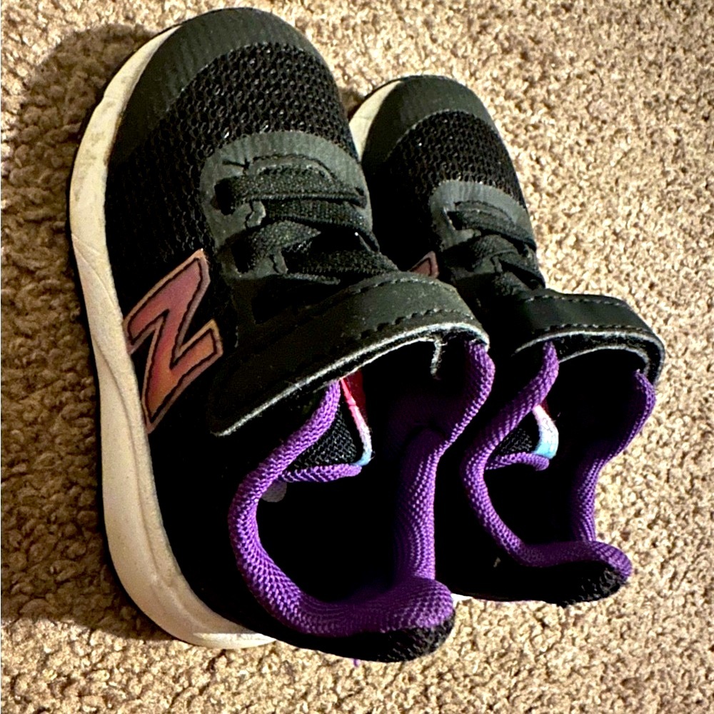 New Balance Kids Black and Purple Sneakers